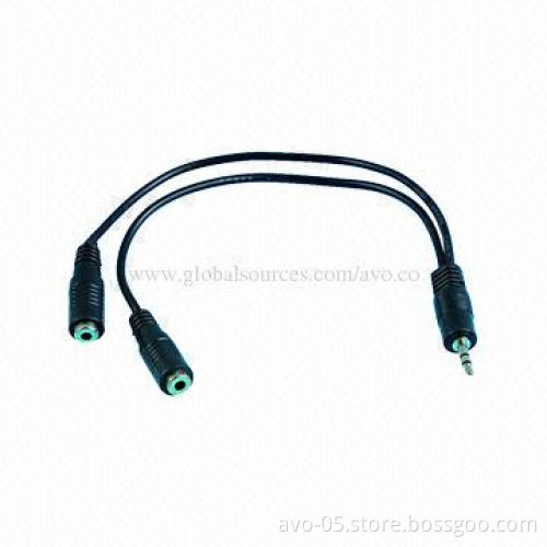 DC Splitter 1 Male to 2 Female Plug Cable for Security Camera, Compliant with RoHS Directive